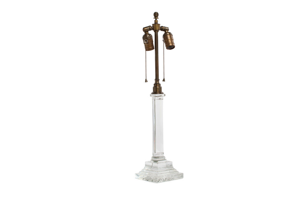 Cut Crystal Regency Column Table Lamp, England 19th Century Default