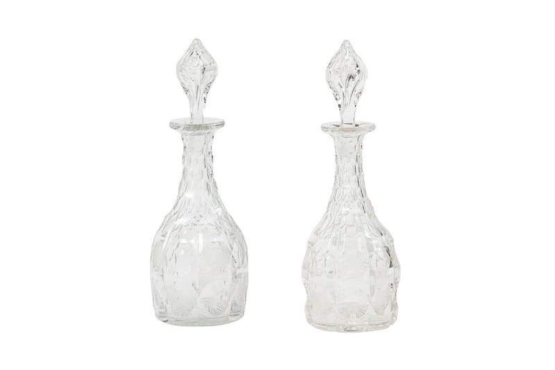Victorian Hand Cut And Etched Decanters With Stoppers, England 1