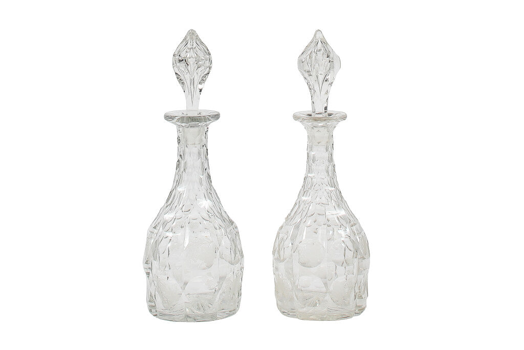Victorian Hand Cut And Etched Decanters With Stoppers, England 1 Default