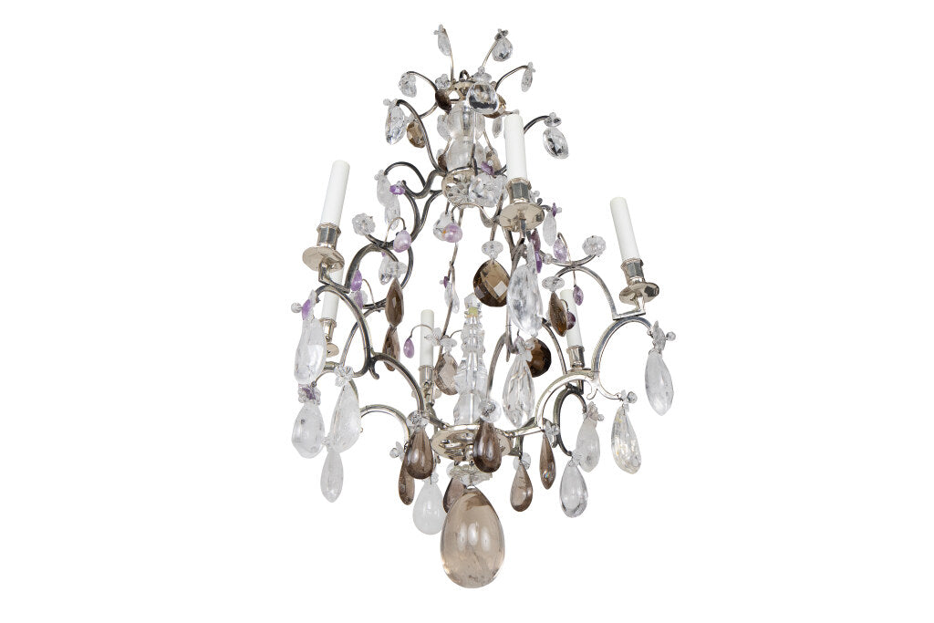 Silvered Bronze Clear, Amber And Amethyst  Rock Crystal L.XV Sty Default