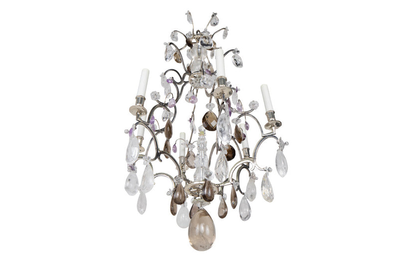 Silvered Bronze Clear, Amber And Amethyst  Rock Crystal L.XV Sty
