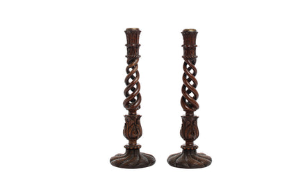 Mahogany Twist Candlesticks, England 19th Century Default
