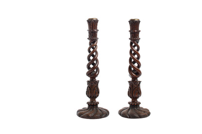 Mahogany Twist Candlesticks, England 19th Century Default