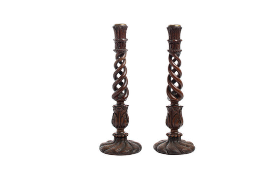 Mahogany Twist Candlesticks, England 19th Century Default