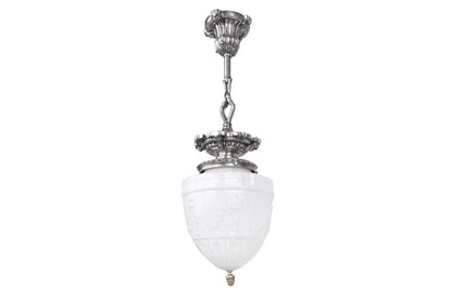 Silvered Spelter And White Overlay Glass Edwardian Lantern, Engl Default