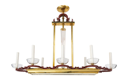 Polychrome Iron And Polished Brass Eight Arm Twelve Light Chande Default