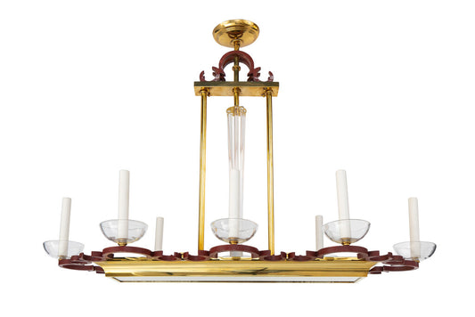 Polychrome Iron And Polished Brass Eight Arm Twelve Light Chande Default