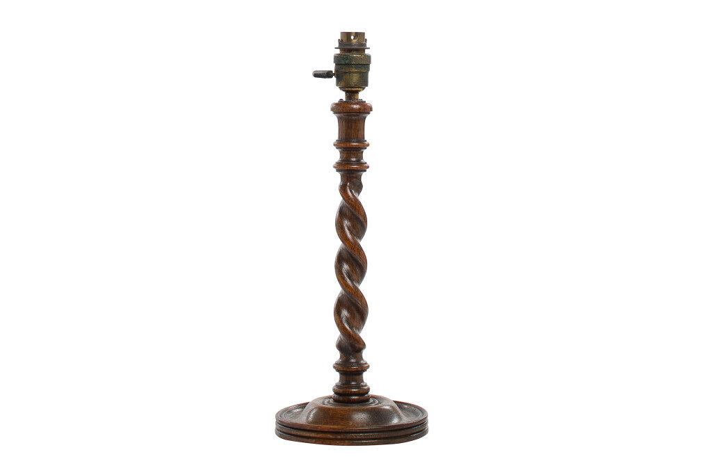 Oak  Barley Twist Table Lamp, England Mid - Late 19th Century Default