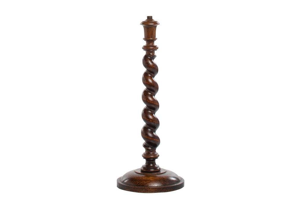 Oak  Barley Twist Table Lamp, England Mid - Late 19th Century Default