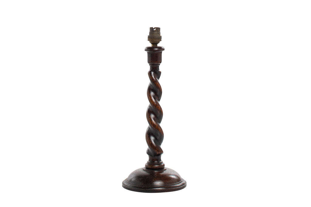 Oak  Barley Twist Table Lamp, England Mid - Late 19th Century Default