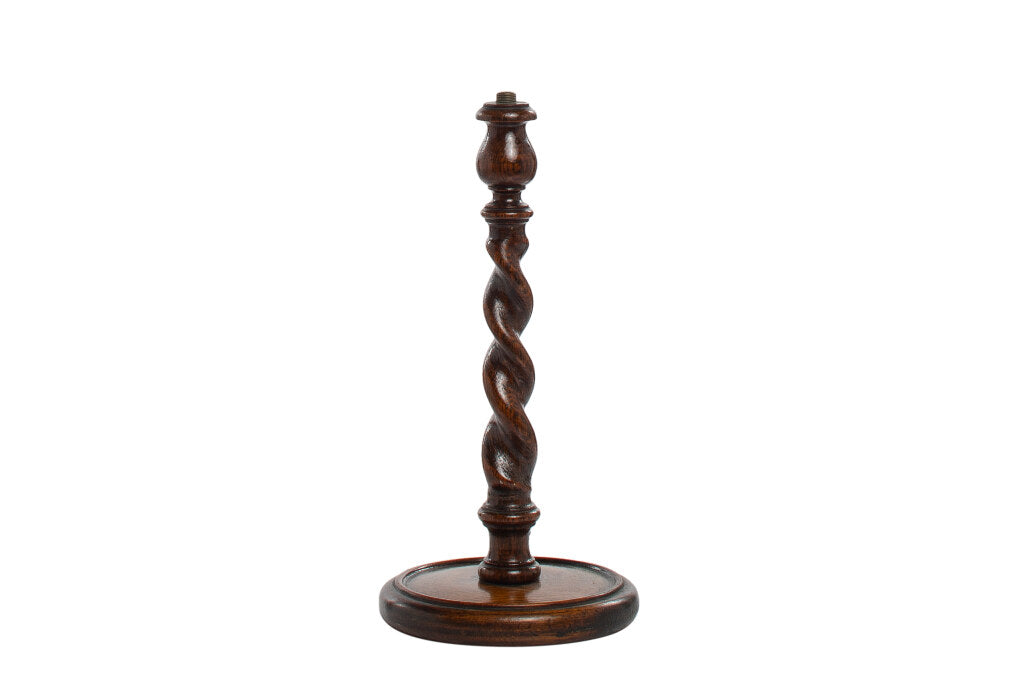 Oak  Barley Twist Table Lamp, England Mid - Late 19th Century Default