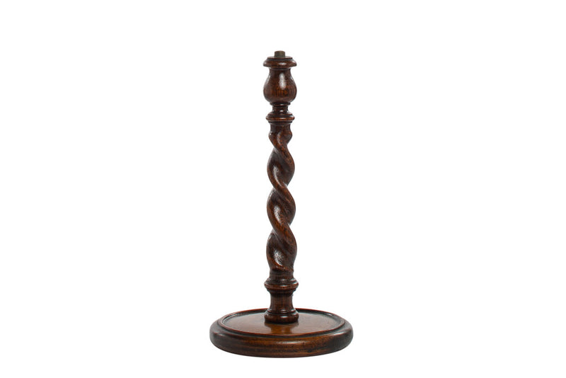Oak  Barley Twist Table Lamp, England Mid - Late 19th Century