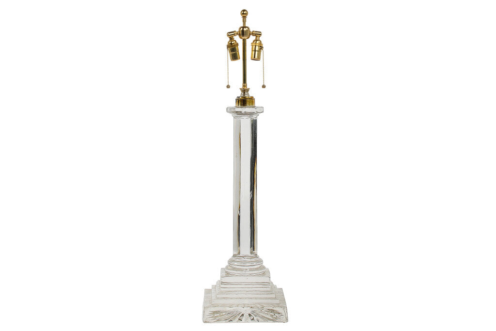 Cut Crystal Regency Column Table Lamp, England Early 19th Century Default