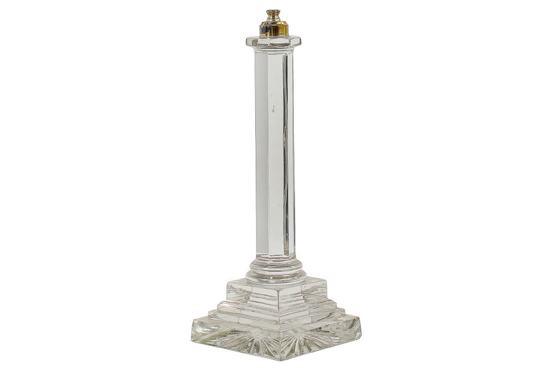Cut Crystal Regency Column Table Lamp, England Early 19th Century