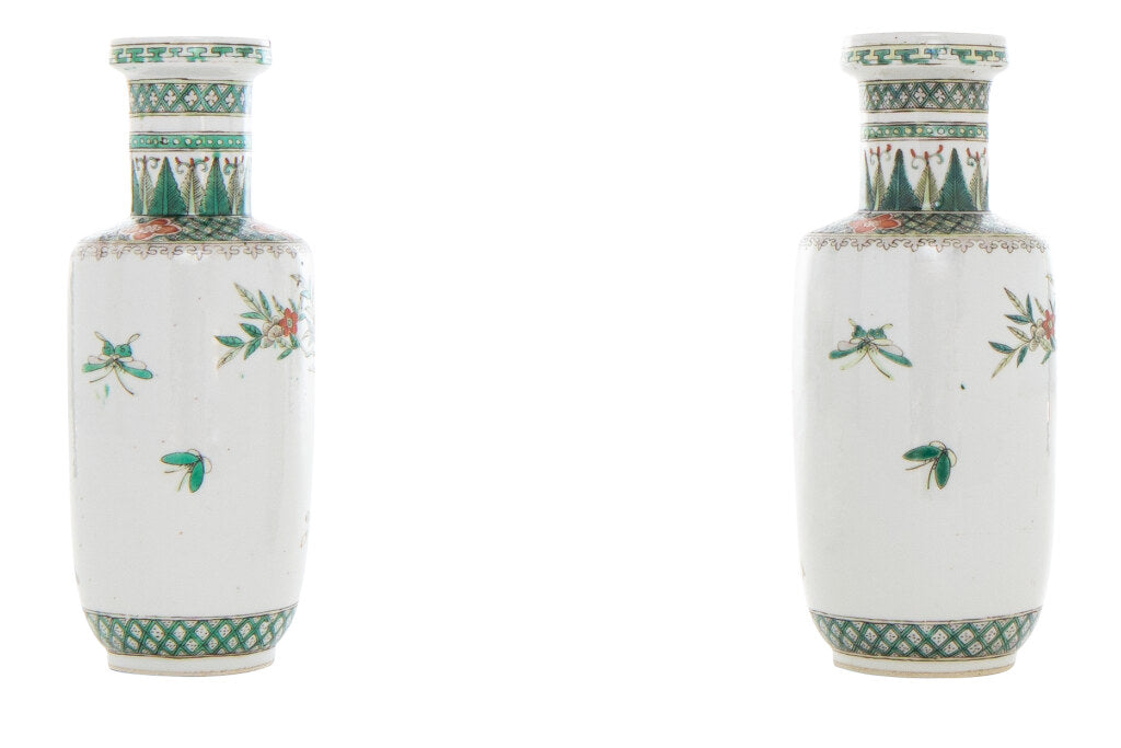 Porcelain Famille Vert Decorated Vases, China 19th Century Default