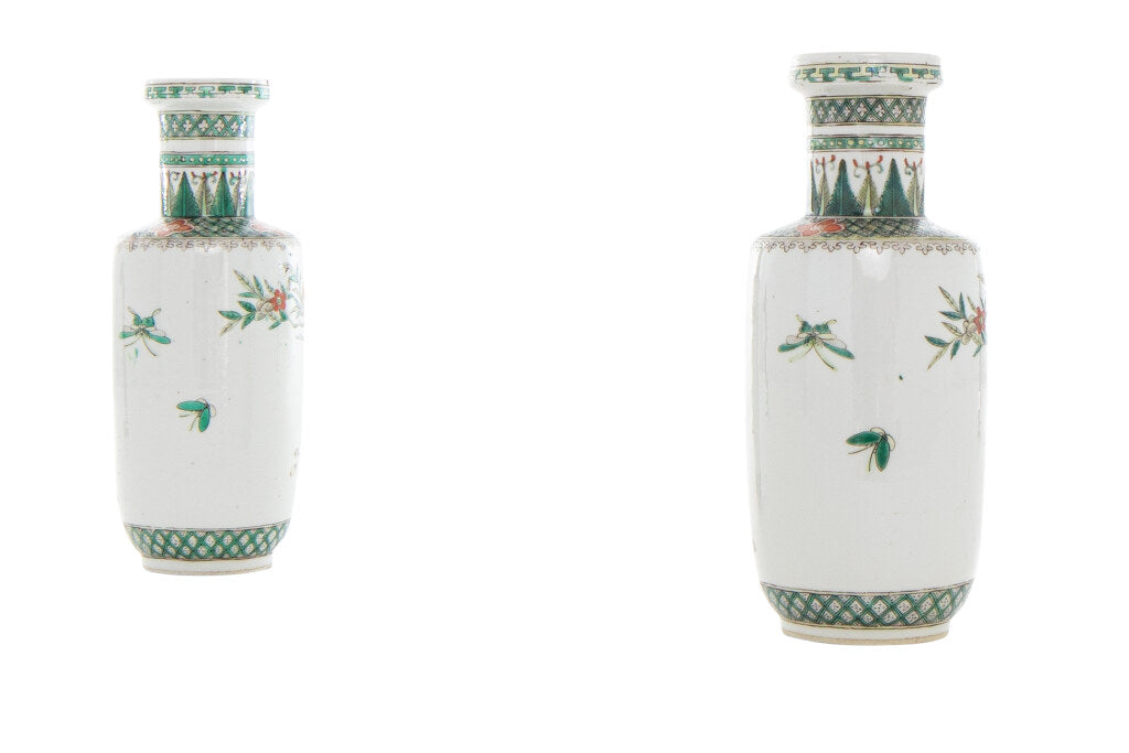 Porcelain Famille Vert Decorated Vases, China 19th Century Default