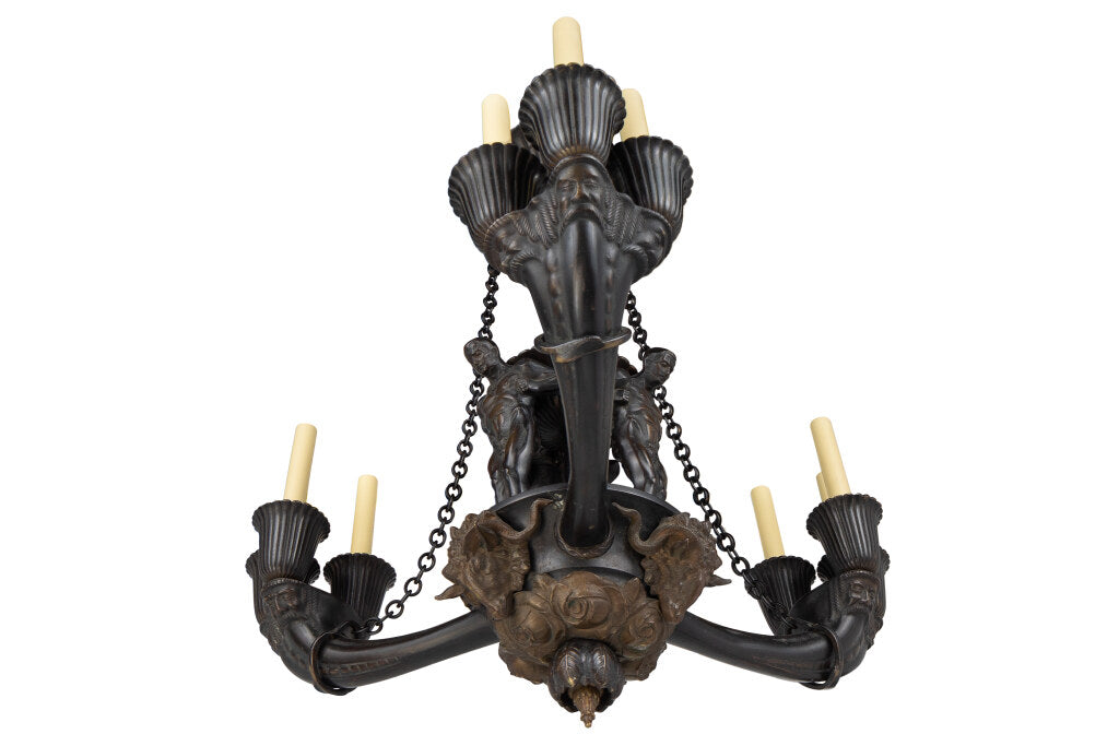 Patinated Bronze Art Deco Figural And Floral Decoration Nine Lig Default