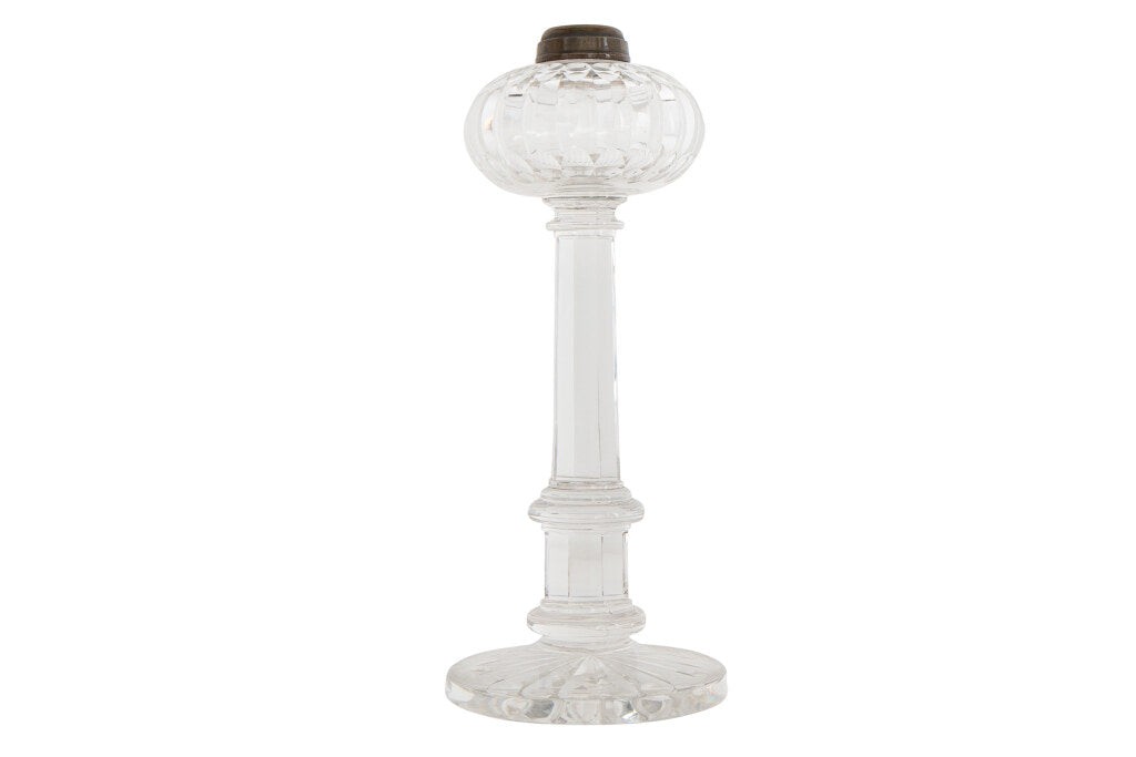 Cut Crystal Column Table Lamp With Font, England 19th Century Default