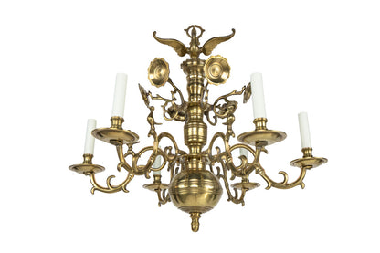 Brass Baroque Style Bird Motif  Six Light Chandelier With And Ca Default