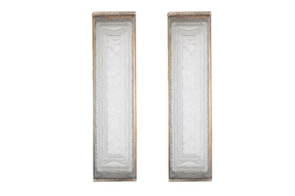 Nickeled Bronze And Molded Glass Geometric Motif  Art Deco Two L Default