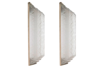 Nickeled Bronze And Molded Glass Geometric Motif  Art Deco Two L Default