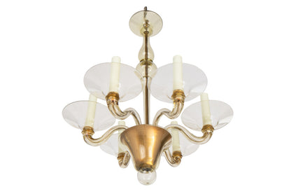 Fume Colored Art Deco Style Six Light Murano Glass Chandelier, I Default