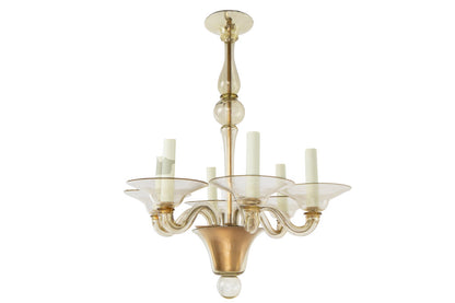 Fume Colored Art Deco Style Six Light Murano Glass Chandelier, I Default
