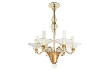 Fume Colored Art Deco Style Six Light Murano Glass Chandelier, I Default