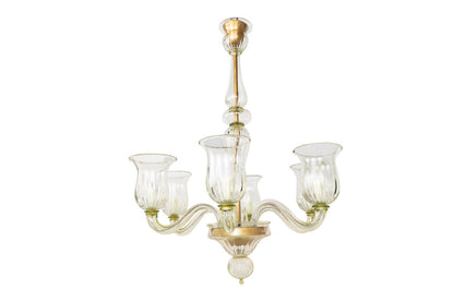 Fume Colored  Venetian Glass Six Light  Chandelier With Hurrican Default