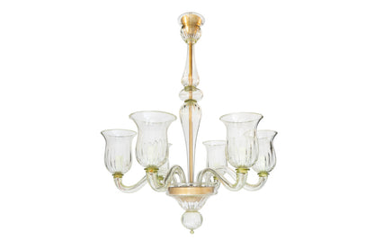 Fume Colored  Venetian Glass Six Light  Chandelier With Hurrican Default