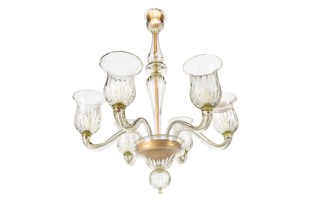 Fume Colored  Venetian Glass Six Light  Chandelier With Hurrican Default