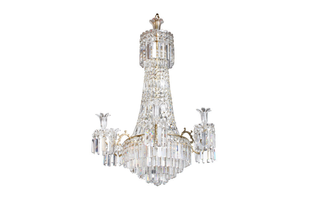 Crystal And Gilt Bronze Regency Six Light Chandelier, England 19 Default