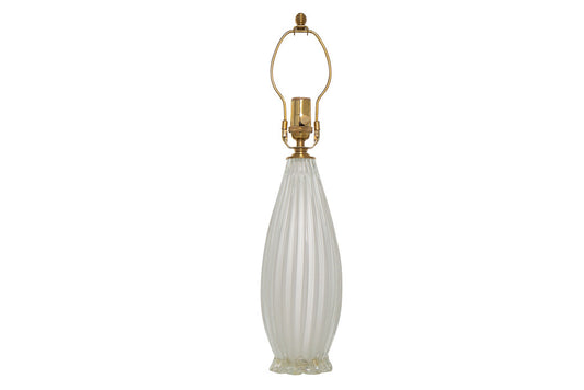 Venetian White Overlay Fluted Glass Lamp With Petal Foot Shaped Default