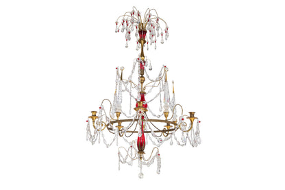 Fire Gilt Bronze, Cranberry Glass And Crystal Five Light Russian Default
