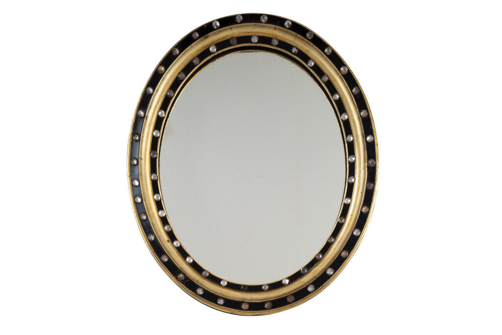 Black Painted Wood, Parcel Gilt And Crystal IRISH Regency Mirror Default