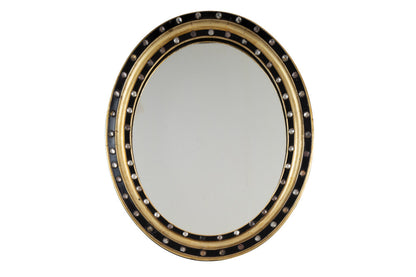 Black Painted Wood, Parcel Gilt And Crystal IRISH Regency Mirror Default