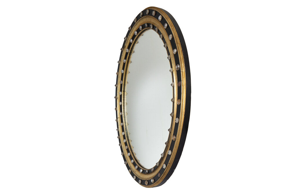 Black Painted Wood, Parcel Gilt And Crystal IRISH Regency Mirror Default