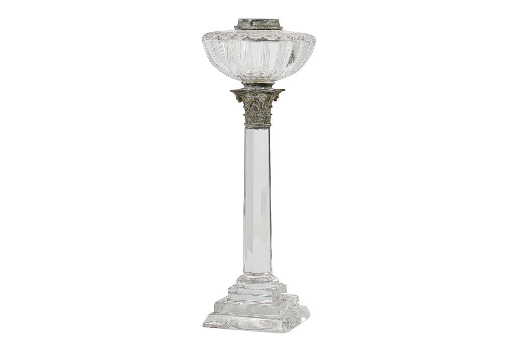 Cut Crystal Regency Column Table Lamp With Silvered Bronze Capit Default