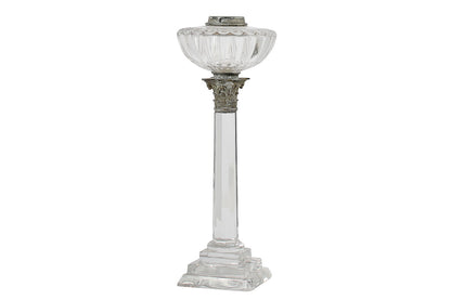 Cut Crystal Regency Column Table Lamp With Silvered Bronze Capit Default