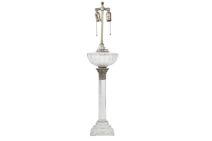 Cut Crystal Regency Column Table Lamp With Silvered Bronze Capit Default