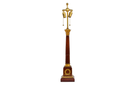 Wood And Gilt Bronze Column Lamp, France 19th Century Default