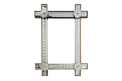 Venetian Thumb Nail Etched Mirror With Mirrored Rosettes, Italy Default