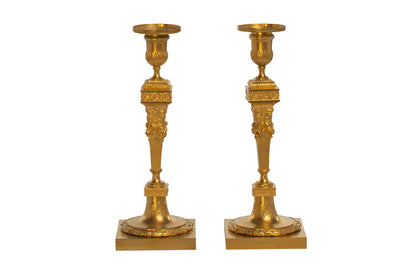 Gilt Bronze Decorated Candlesticks Signed 
F. Barbedienne, Franc Default