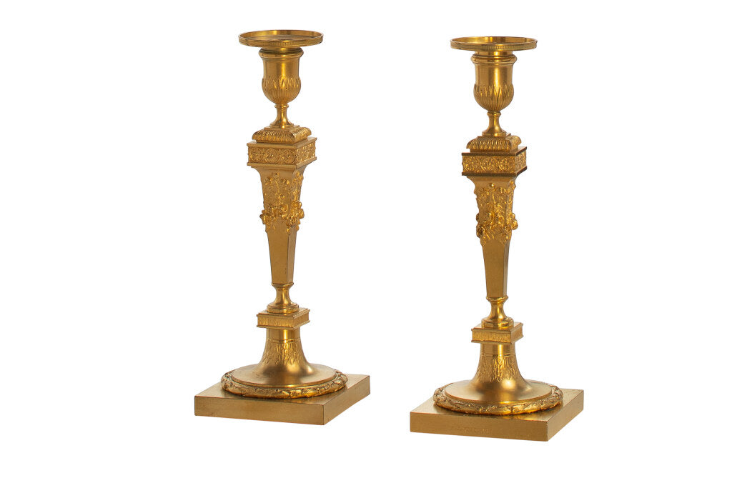 Gilt Bronze Decorated Candlesticks Signed 
F. Barbedienne, Franc Default