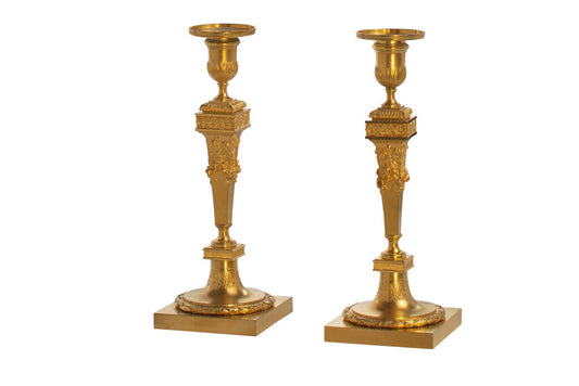 Gilt Bronze Decorated Candlesticks Signed 
F. Barbedienne, Franc Default