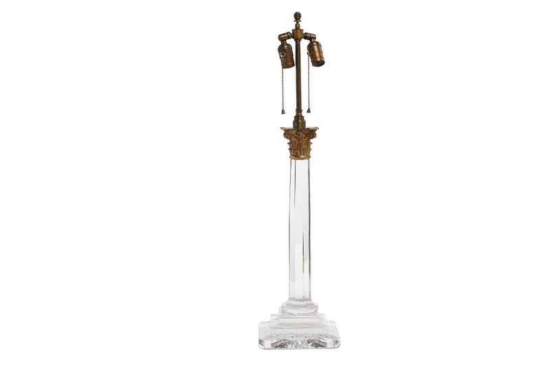 Cut Crystal Regency Column Lamp, England Early 19th Century