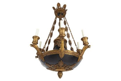 Gilt Bronze And Tole Empire Style Six Light Eagle Motif Arm Chan Default