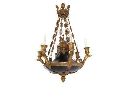 Gilt Bronze And Tole Empire Style Six Light Eagle Motif Arm Chan Default