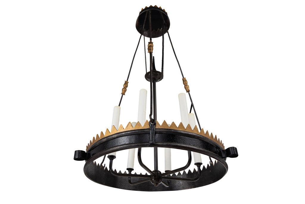 Painted And Gilt Iron Six Light Chandelier, England 17th Century. Default