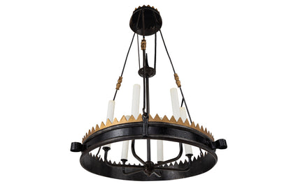 Painted And Gilt Iron Six Light Chandelier, England 17th Century. Default